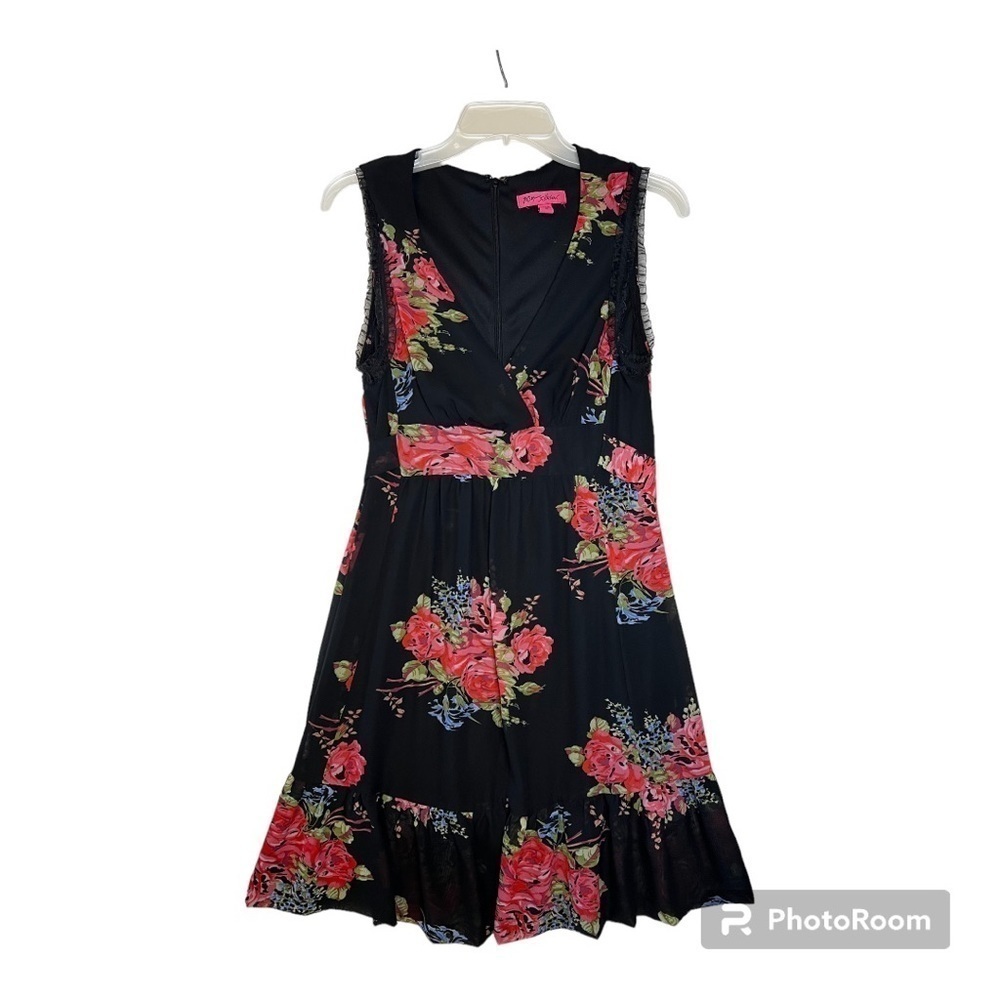 Betsy Johnson Black Floral Dress, Size 10